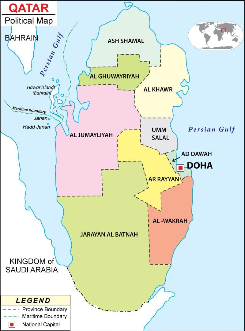 வரைபடம் பகுதியில் கத்தார்