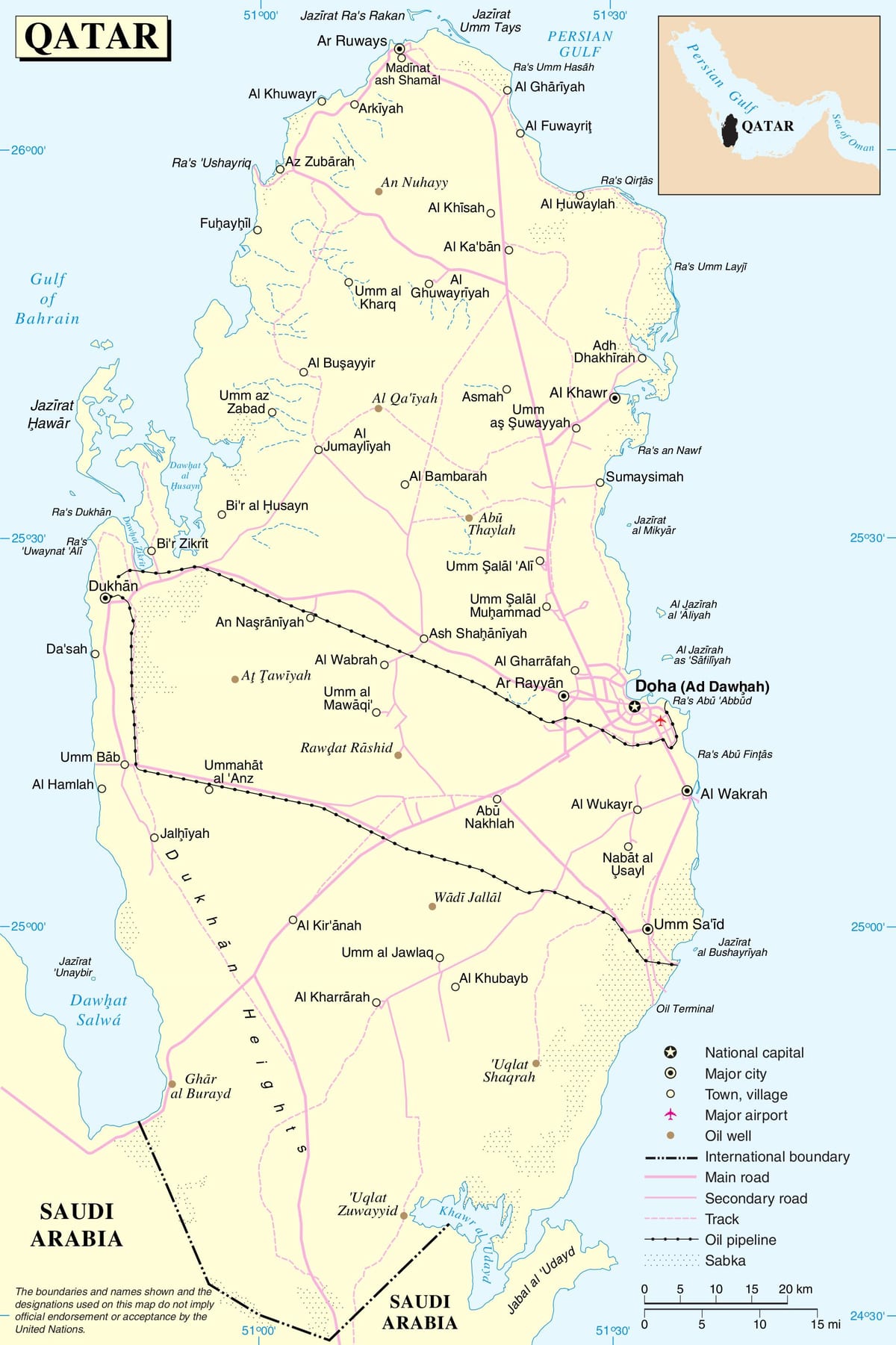 கத்தார் சாலை பாதை வரைபடம்