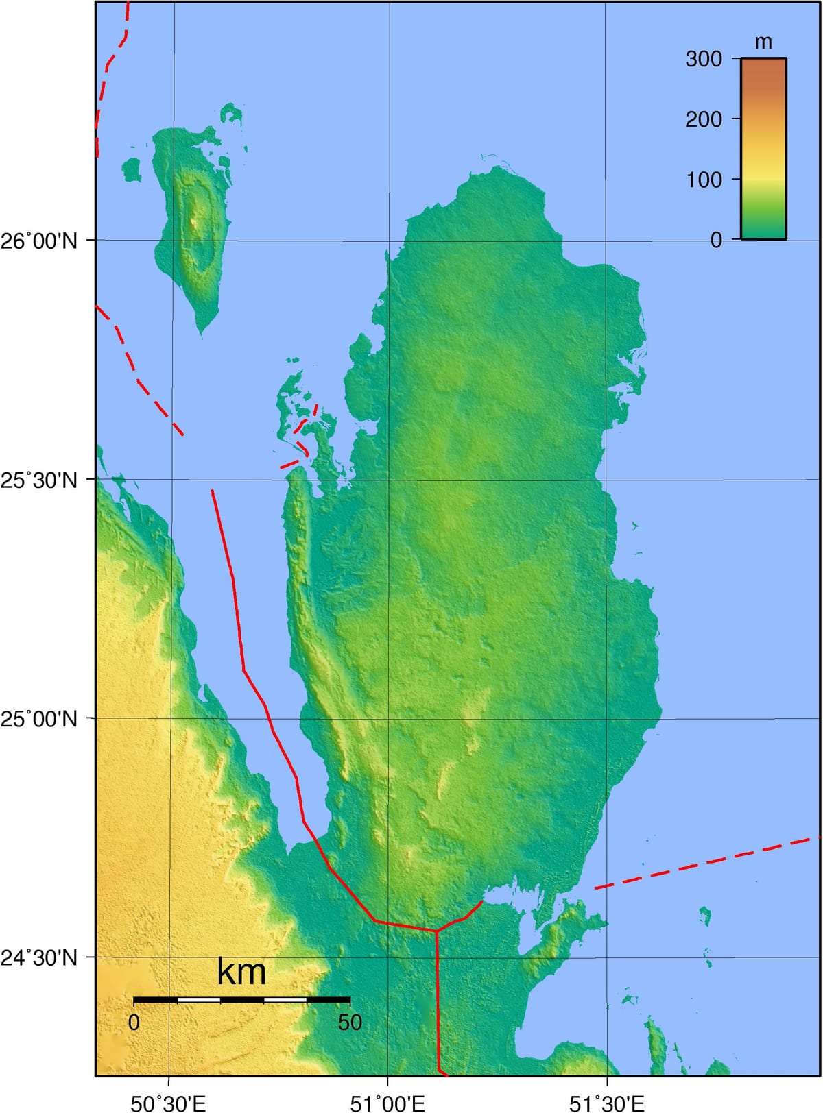 வரைபடம் கத்தார் புவியியல்