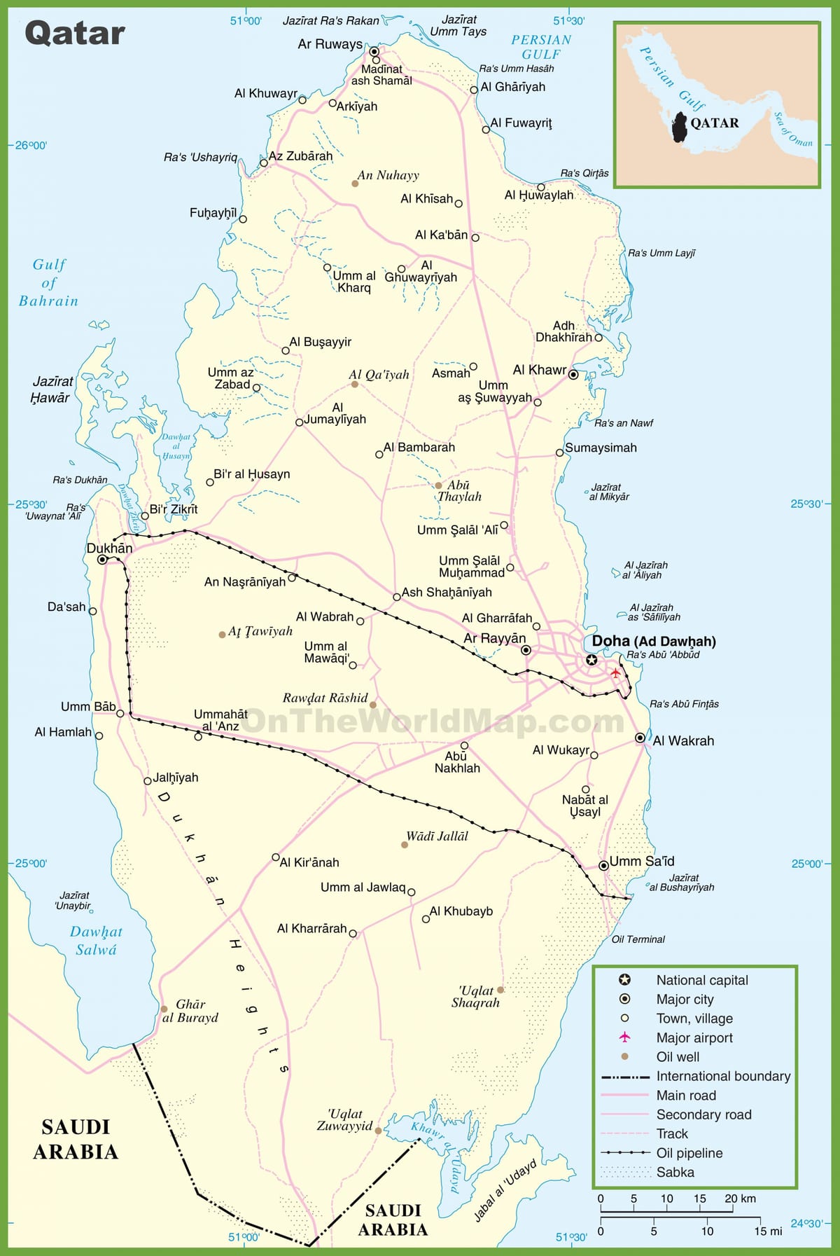 வரைபடம் கத்தார் விரிவான